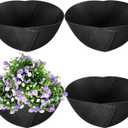 Adnee 4 Pcs 16 Inch Fabric Planter Basket Liner-Felt Flower Pot Liners-Hanging Plant Basket Fiber Insert for Garden Wall Hanging Planter Flower Vegetables(Round)