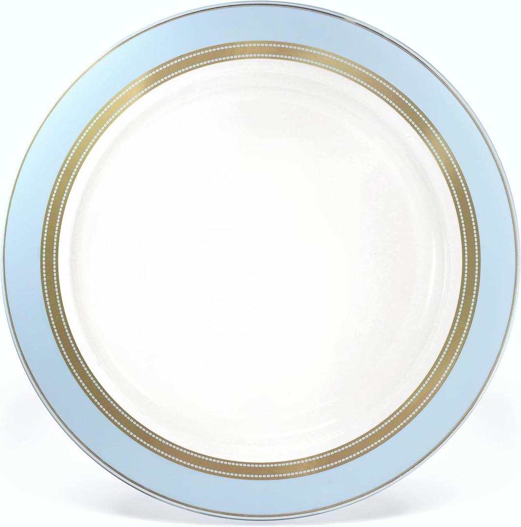 " OCCASIONS " 40 Piece Chargers pack Wedding Party 12'' Disposable Plastic Charger Plates/Chargers (Ritz Blue & Gold)