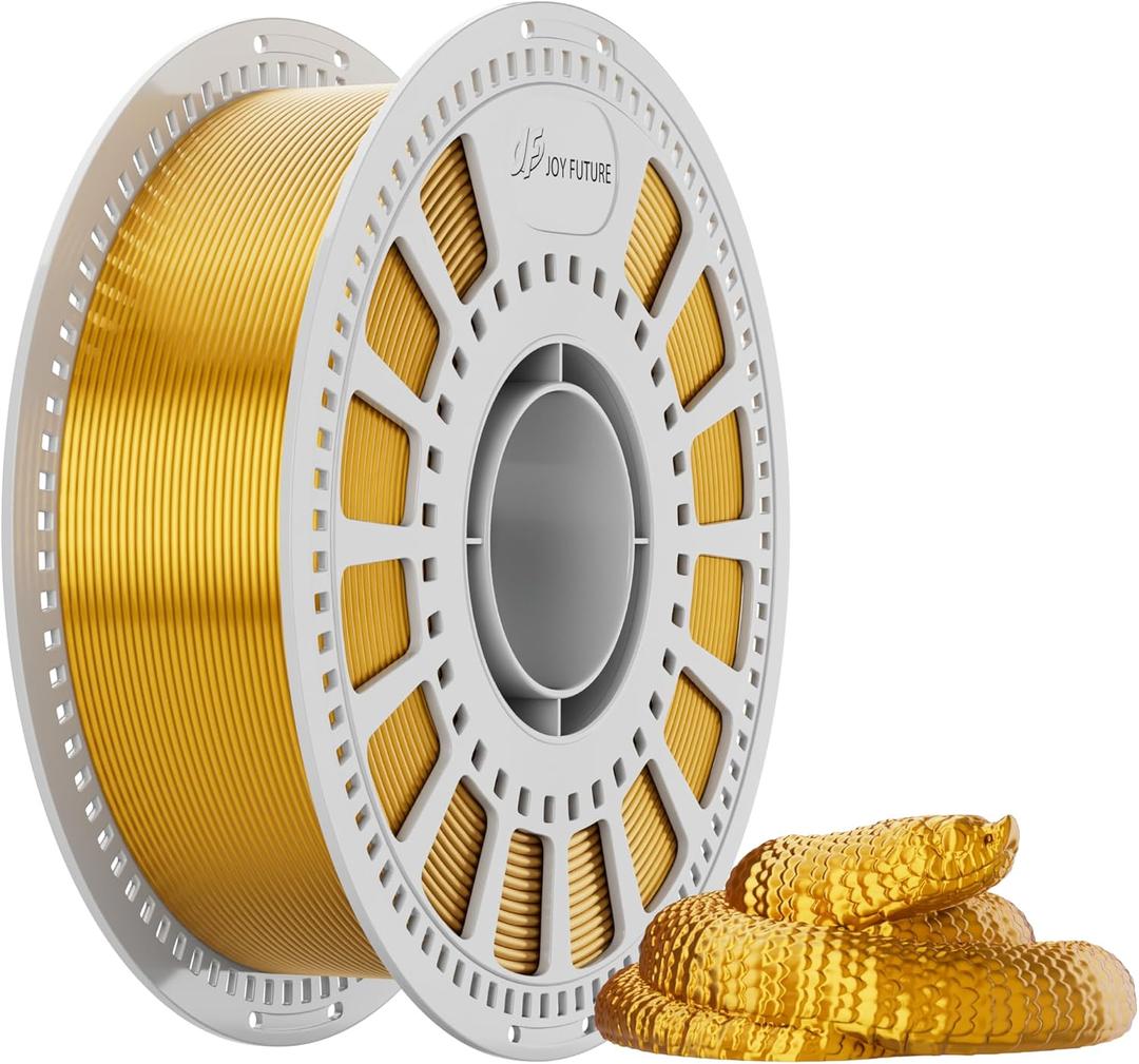 JOY FUTURE 3D Printer Silk Filament, PLA Silk Filament 1.75mm, Smooth and Silky Texture Surface, Dimensional Accuracy +/- 0.02mm, 1Kg(2.2lbs)/Spool Fit for FDM 3D Printers (Gold)