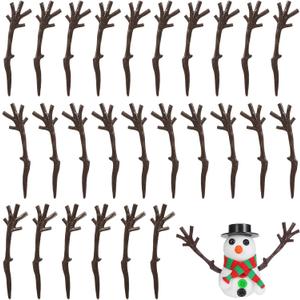 TOYANDONA 100pcs Snowman Hands for Crafts - Mini Plastic Antler Shaped Tree Branches Snowman Crafts Christmas Accessories for Party Favors Winter Xmas DIY Supplies