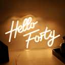 Hello Forty Neon Sign 40th Birthday Decorations for Women Happy Birthday Neon Sign 40th Gifts Wall Decor Happy Birthday Light Up Sign 