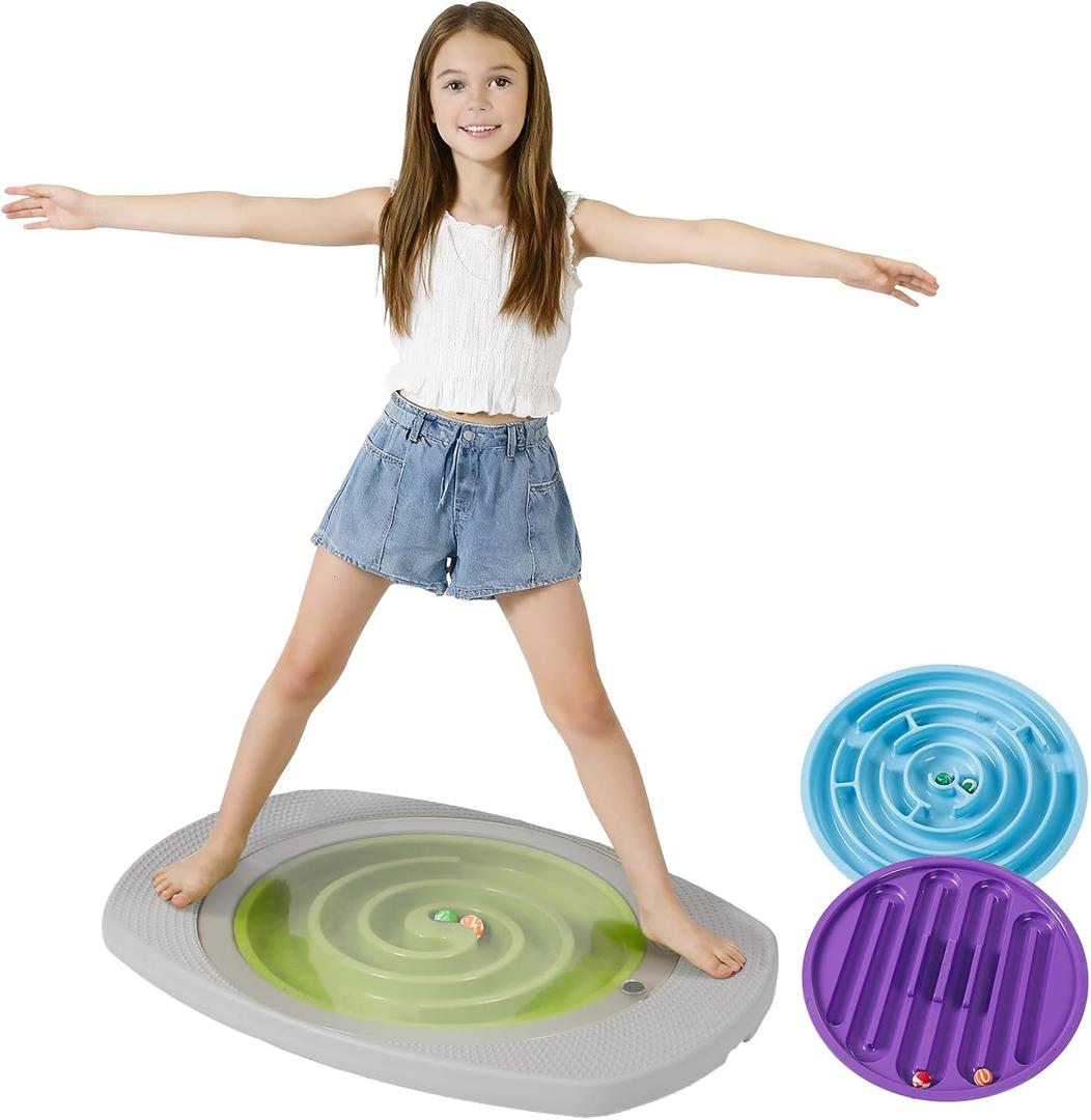 Balance Board for Kids, Toddler Balance Board Maze, Wobble Board with 6 Colored Balls,3 Replacement Labyrinth Boards, Balancing Board Physical Therapy for Sensory Training