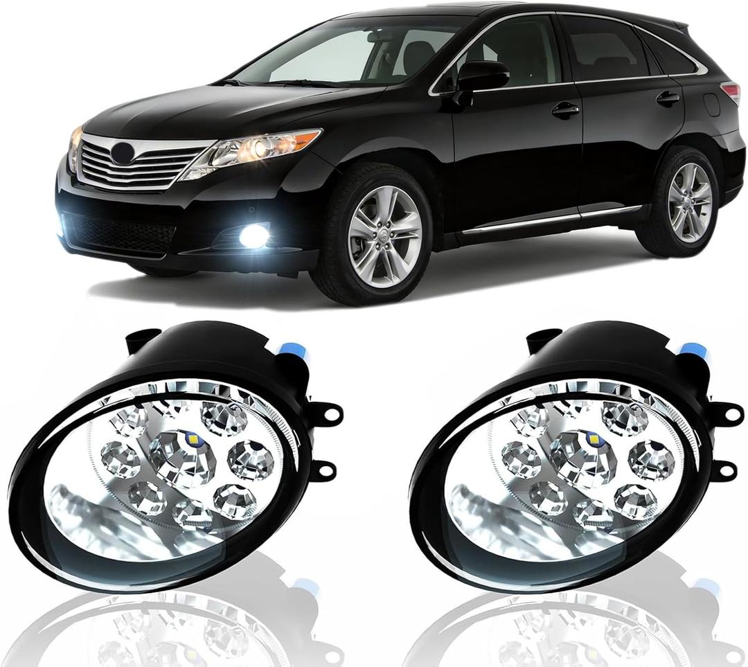 LED Fog Light For TOYOTA Venza 2009-2015 Replacement Front Bumper Lamp,6000k White,Pack of 2