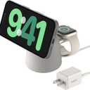 Belkin 2-in-1 MagSafe Wireless Charging Dock 15W Fast Charge iPhone Charger Compatible with iPhone 17, 16, 15, and 14 Series, AirPods, Pixel 10, and Other MagSafe Enabled Devices, PSU Included - Sand