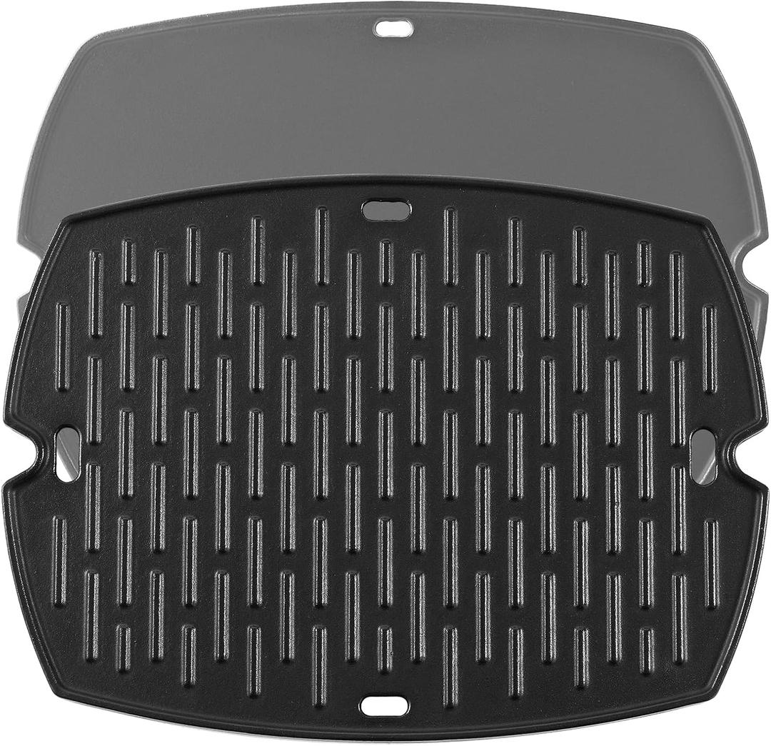 7582 Q1200 Griddle Full Size Grill Replacement Parts for Weber Baby Q Q100 Q120 Q140 Q1000 Q1400 Flat Top Griddle Insert 6558 7644 51010001 386002 516002 Accessories Cast Iron Reversible Griddle Plate