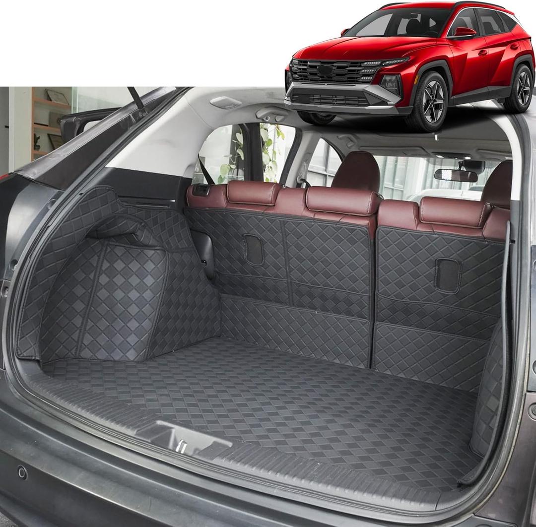 Cargo Liner & Backrest Mat Compatible with 2019-2024 2025 BMW X5 (Non 45e /7-Seats Models) - Custom Fit All Around PU Leather Cargo Mat and Rear Backrest Protector- All Weather Waterproof Trunk Mats