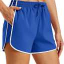 MAGOCOMSEN Women's Running Athletic Shorts with Pockets 3.5" Quick Dry Lightweight Workout Gym Shorts Sport Casual (Blue, M)
