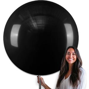 PartyWoo Black Balloons 4 pcs 36 Inch Latex Helium Matte Black Balloons for Baby Shower Birthday Graduation Casino Gaming Anniversary Retirement Pirate Race Car Theme Party Decorations Black-Y18