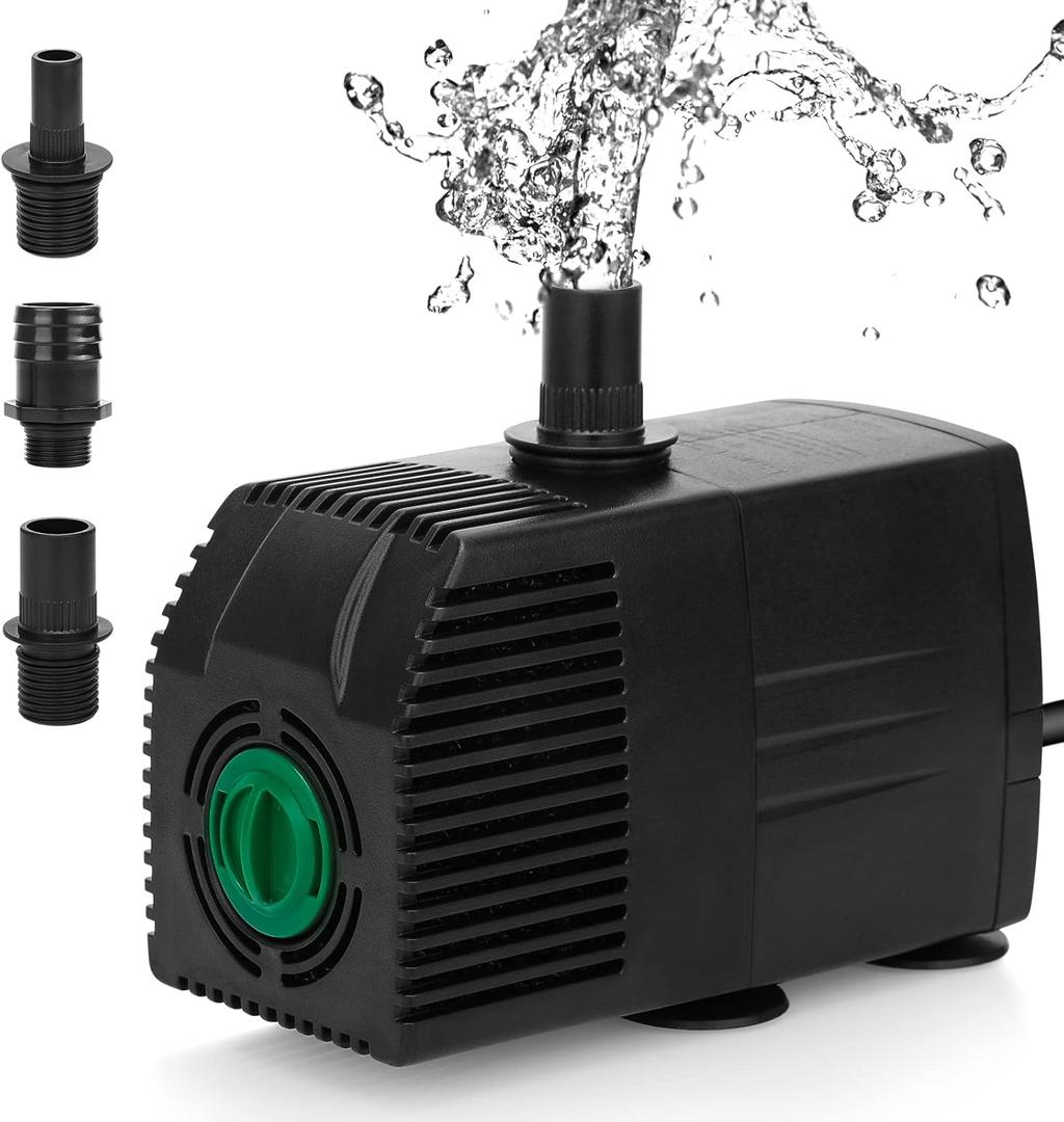 BARST Submersible Water Pump,400GPH Aquarium Pump with 16.5ft Power Cord, Pond Pump Fountain Pump with 3 Nozzles & Pre-Filter Screen for Fish Koi Tank, Outdoor, Waterfall (1500L/H,25W)