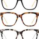 JM Oversized Reading Glasses for Women - Square Stylish Readers for Woman Men/W Blue Light Blocking Trendy Womens Reader, +2.25
