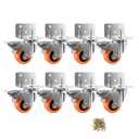 2inch L-Shaped Caster Wheels, Side Mount Casters Set of 8, Heavy Duty Casters with Brake, Double Bearing Locking Polyurethane(PU) Wheels for Baby Beds/Cabinets/Furniture8 Pack