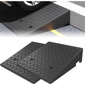 Lakexus 2PCS Rubber Curb Ramp, 20"*20"*7" Rise Threshold Ramp, Heavy Duty 7000Lbs Capacity Driveway Curb Ramp, Portable Shed Ramps for Low Cars Vehicle Motorcycle Wheelchairs Bikes