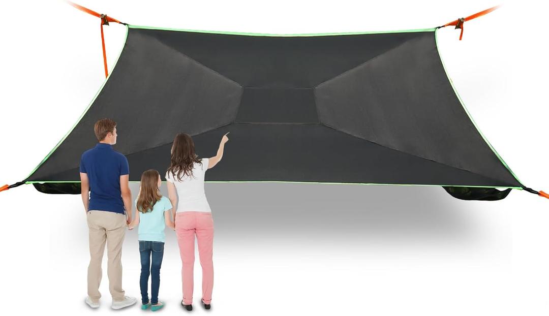 LUKETURE 13ft Square Hammock for 4-6 Adults & Kids - 1000lbs Max Capacity! Heavy Duty Camping Hammock w/ 4 Ratchet Straps & Net Pocket, Portable Backyard, Lake, Travel Gear