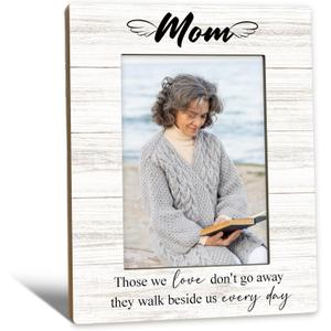 Mom Memorial Gifts Picture Frame 5x7, In Loving Memory Photo Frame, Mom Memorial Gifts for Loss of Mother, They Walk Beside us Every Day Wooden Picture Photo Frames for Desk Room Decor