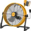 12" Battery Operated Floor Fan for Dewalt 20V Max Battery, Portable Fan with AC Adapter and USB Output, Metal Industrial High Velocity, Stepless Speed Cordless Fan for Jobsite Garage Camping Emergency