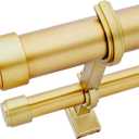 BlastHome Non-Adjustable Luxury Double Curtain Rods for Windows, 1 Premium Rod Set, 7 foot Custom Fixed Length (Two Rods Connect on Both Front & Back for a Seamless Look), Brushed Gold