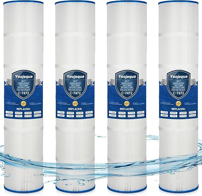 Yoojequa® CCP520 Pool Filter Cartridge Compatible with C-7472, Clean and Clear Plus 520, PCC130, R173578, 178585, 817-0143, FC-1978, FC-6475, 160332, 4 x 125 Sq. Ft Pool Filter Cartridge, 4 Pack