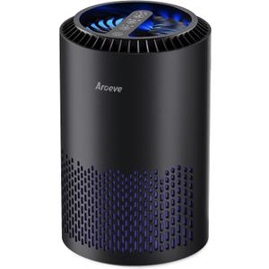 AROEVE Air Purifiers for Bedroom Home, Air Purifier For Smoke Pollen Dander Hair Smell Air Cleaner with Sleep Mode Speed Control For Bedroom Office, MK01- Black
