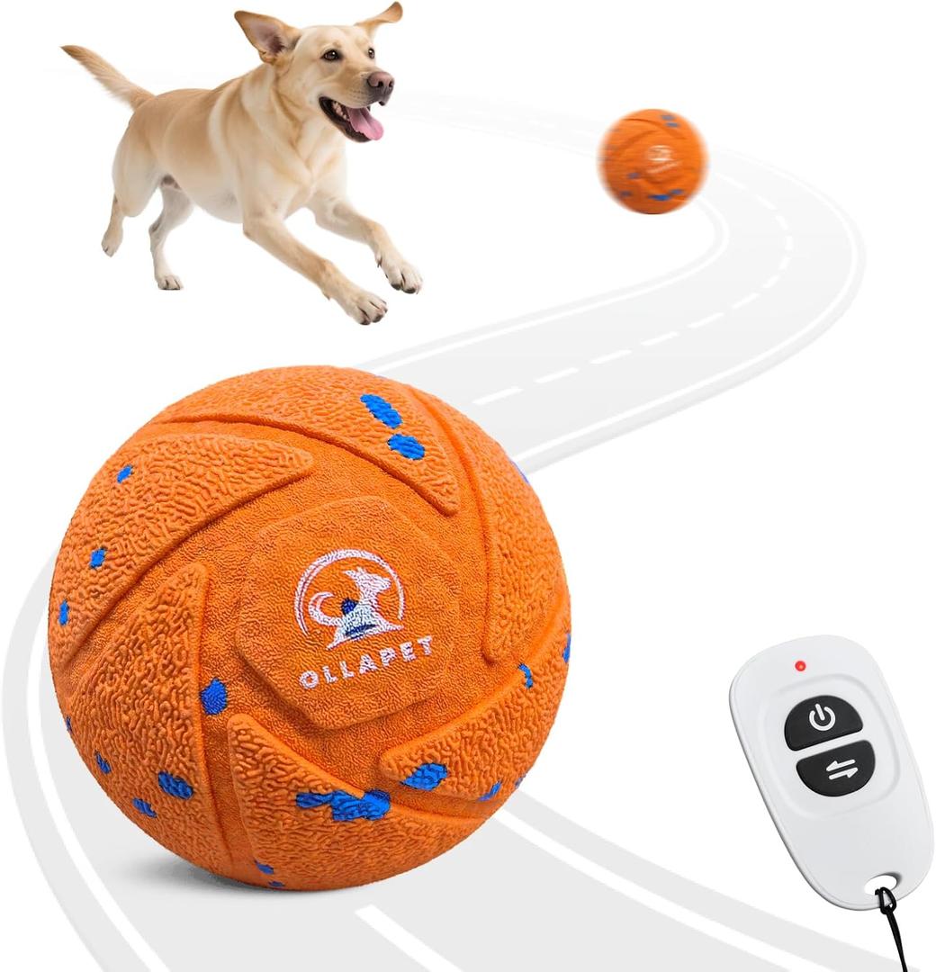 Smart Interactive Dog Ball - Auto Bouncing & Rolling, Chew-Resistant E-TPU Material, 3 Interactive Modes, IPX7 Waterproof, Smart Chase Pet Toy Ball for Medium and Large Dogs (Orange)
