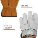 Leather Work Gloves Cowhide Gardening Glove for Wood Cutting/Garden/Construction/Driving for Men and Women 1 Pair(Large)