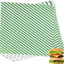 200 Sheets Green and White Striped Food Wrapping Paper, Dry Waxed Deli Paper, Paper Liners for Plastic Food Basket, Bread and Sandwich Wrap Paper (12''x12'') (Green/White)