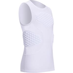 DEVOROPA Youth Boys Football Baseball Padded Compression Shirt Chest Protector Softball Lacrosse Rib Heart Sternum Guard, Medium