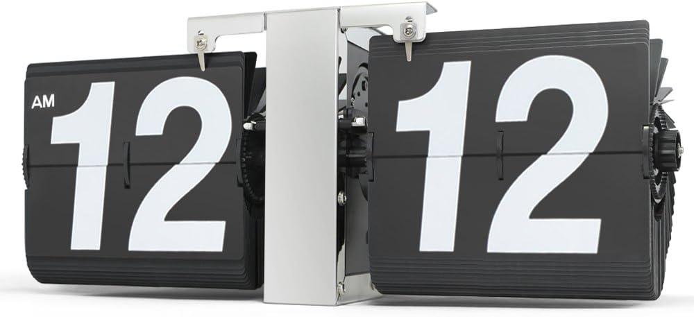 Betus Retro Style Flip Desk Shelf Clock - Classic Mechanical-Digital Display Battery Powered - Home & Office Decor 14 x 5.5 x 3.5 Inches