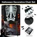 Halloween Chair Covers, Skeleton and Spider Design Chair Back Decor for Party, Halloween Home Decorations, Set of 4