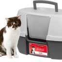 IRIS USA Cat Litter Box - Enclosed Corner Litter Box with Scoop, Hooded Litter Tray for Corners, Space-Saving Covered Litter Box, Odor Defensive, Dark Gray