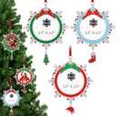 Fovths 3 Pieces Christmas Picture Frame Ornaments Family Photo Hanging Ornament Christmas Tree Ornaments Decor Xmas Gift Pendant with Photo Frame Insert (Snowflake)