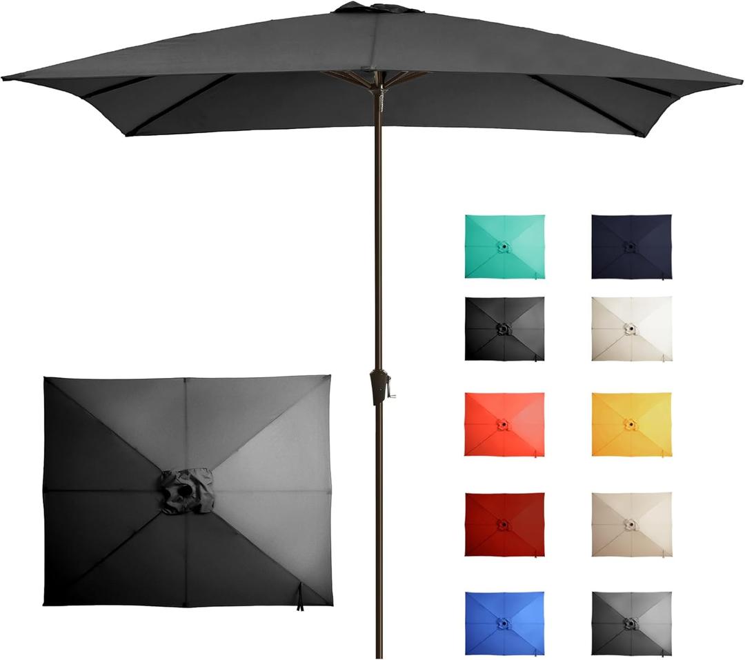 Ayge 8x10FT Large Rectangular Patio Umbrella Outdoor Table Umbrella w/Crank Rectangle Market Umbrella UV Protection for Garden, Deck,Lawn,Yard & Pool,Black