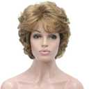 Lydell Women's Short Curly Wavy Wig Synthetic Hair Full Wig 6 inches (19 Light Strawberry Blonde)