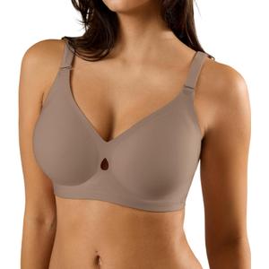 Padded Wireless Bras for Women - Wireless Bra Bralettes for Women with Support Padded Bralette (Brown, XXXL)
