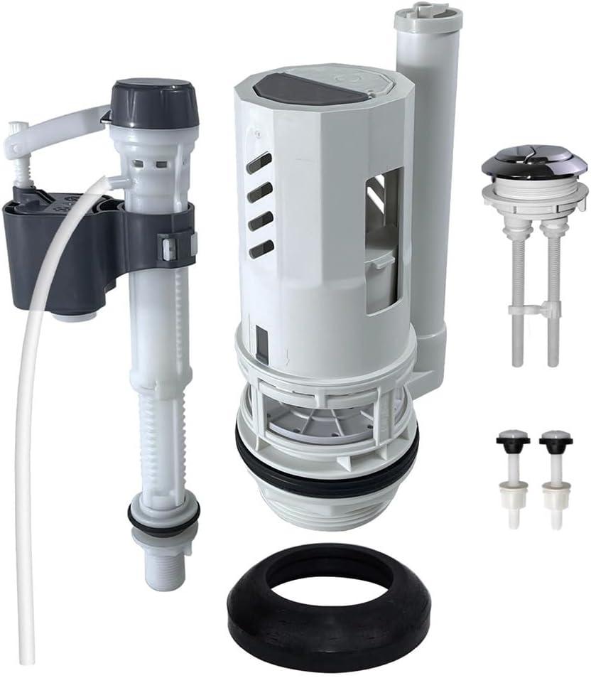 3-Inch Dual Flush Valve Replacement Kit for 2-Piece Toilets - Complete Toilet Repair Set with Push Button Flush Valve, Fill Valve, Gasket & Bolts