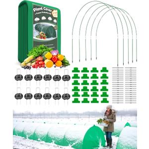 10ft x 33ft Plant Frost Protection Cover, 1.3 oz/yd Reusable Freeze Blanket with 36 Hoops & 12 Stakes, Garden Greenhouse Tunnel for Winter Snow, Frost & Pest Protection on Outdoor Raised Beds