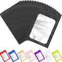 100 PCS Resealable Mylar Bags with Zipper and Frosted Clear Window Packaging Bags Foil Pouch Zip Bag for Food Self Sealing Storage Supplies (Black, 4.72x7.1)