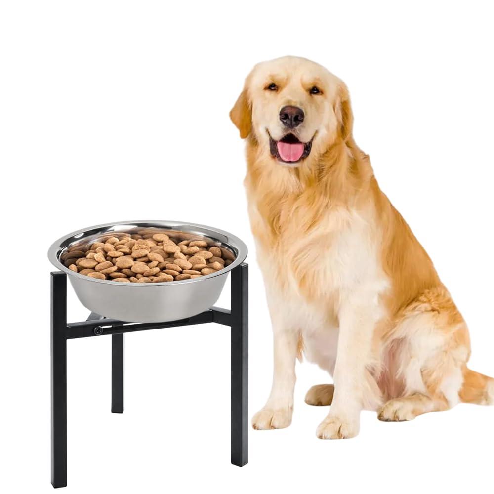 Gichovo Adjustable Width Dog Bowl Holder - Single Bowl Feeder for Medium to Large Breed Dogs, fits Bowls from 8-11 inches, Sturdy Metal Construction, Ergonomic Design (Bowl not Included) (2Pack)