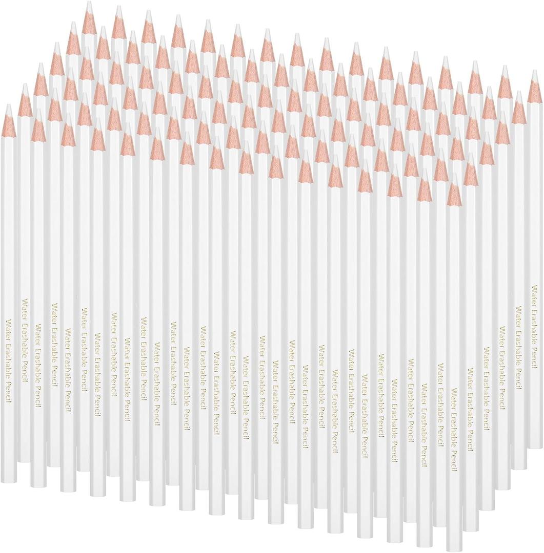 Sabary 48 Pcs White Fabric Pencils for Sewing White Colored Chalk Pencils Water Soluble Tailors Chalk for Fabric Wipe Quilting Pens Sewing Washable Marking Pen for Wedding Bridal Shower Games