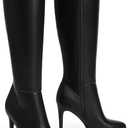 Modatope Knee High Boots Women Pointed Toe Stiletto Heel Fall Tall Boots Elastic Leather Long Boots Side Zipper (Black). 8.5 Size