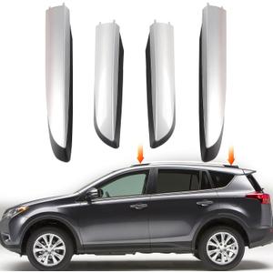 4Pcs Silver Roof Luggage Cargo Rail Rack End Cap Protection Cover Shell Trim Fits for 2013-2018 Toyota RAV4, 2013 2014 2015 2016 2017 2018