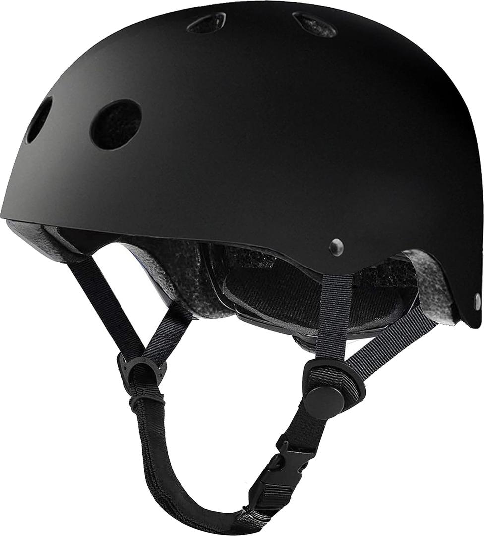 Skateboard Helmet Impact Resistance Ventilation for Youth & Adults (Medium, Black)