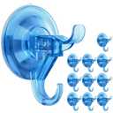 ANDGOO Suction Cup Hooks, Maximum Load Capacity to 11 lbs, 10 Pack Shower Towel Holder, Removable Reusable Waterproof Shower Suction Hooks for Bathroom, Kitchen, Door, Window (Blue