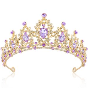 SuPoo Purple Crowns for Women Birthday Crown Purple Gems Princess Crown Tiaras for Girls Crystal Headband Rhinestone Queen Bride Tiara Decoration for Halloween Wedding Party Prom Gifts