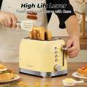 Toaster 2 Slice Retro Stainless Steel with 1.5 Extra Wide Slots Bagel, Defrost, Reheat, Cancel Functions, 6 Bread Shade Settings, Removable Crumb Tray, Yellow