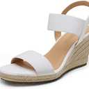 DREAM PAIRS Womens Open Toe Espadrilles Dressy Platform Sandals Slip on Elastic Ankle Strap Wedges Sandals, 7