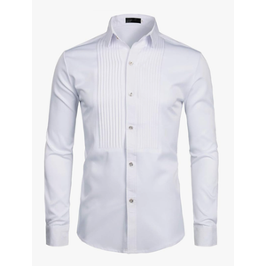 ZEROYAA Mens Slim Fit Long Sleeve Tuxedo Dress Shirts/Prom Performing Shirts 18 Y
