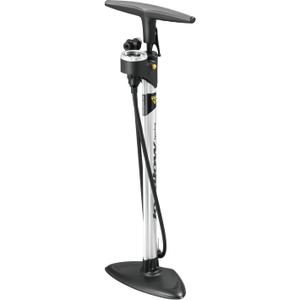 Topeak JoeBlow Sprint Bike Pump TwinHead High-Pressure Floor Pump for Road, MTB & Gravel Bikes, 160 Psi / 11 Bar Capacity, Satin Aluminum Barrel, Top-Mounted Gauge & Air Release Button
