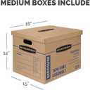 Bankers Box Medium Classic Moving Box 8 Pack, Reinforced Handles, Tape-Free Assembly, Box with Lid, 19-in x 14.5-in x 15.5-in (7717201)