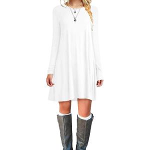 TOPONSKY Women's Casual Plain Simple Loose Flowy Short-Sleeve T-Shirt Dress,XSMALL