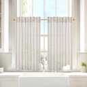 DriftAway Kitchen Curtains Striped Tier Linen Short Pinstripe Cafe Curtains 45 Inch Length for Living Room Bathroom Chris Farmhouse Rustic Rod Pocket 2 Panels Gray